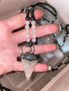 Rose Quartz Labradorite Black Lava Hematite Moon Necklace