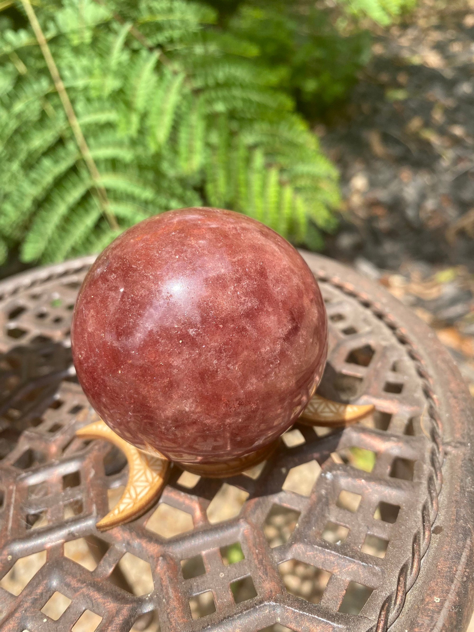 Red Strawberry Quartz Crystal Ball 304g