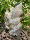 Large Aura Quartz Agate Owl Natural Points 507.8 G