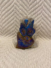 Metallic Aura-coated Hand Carved Owl Natural Quartz Cluster XL 1357 G