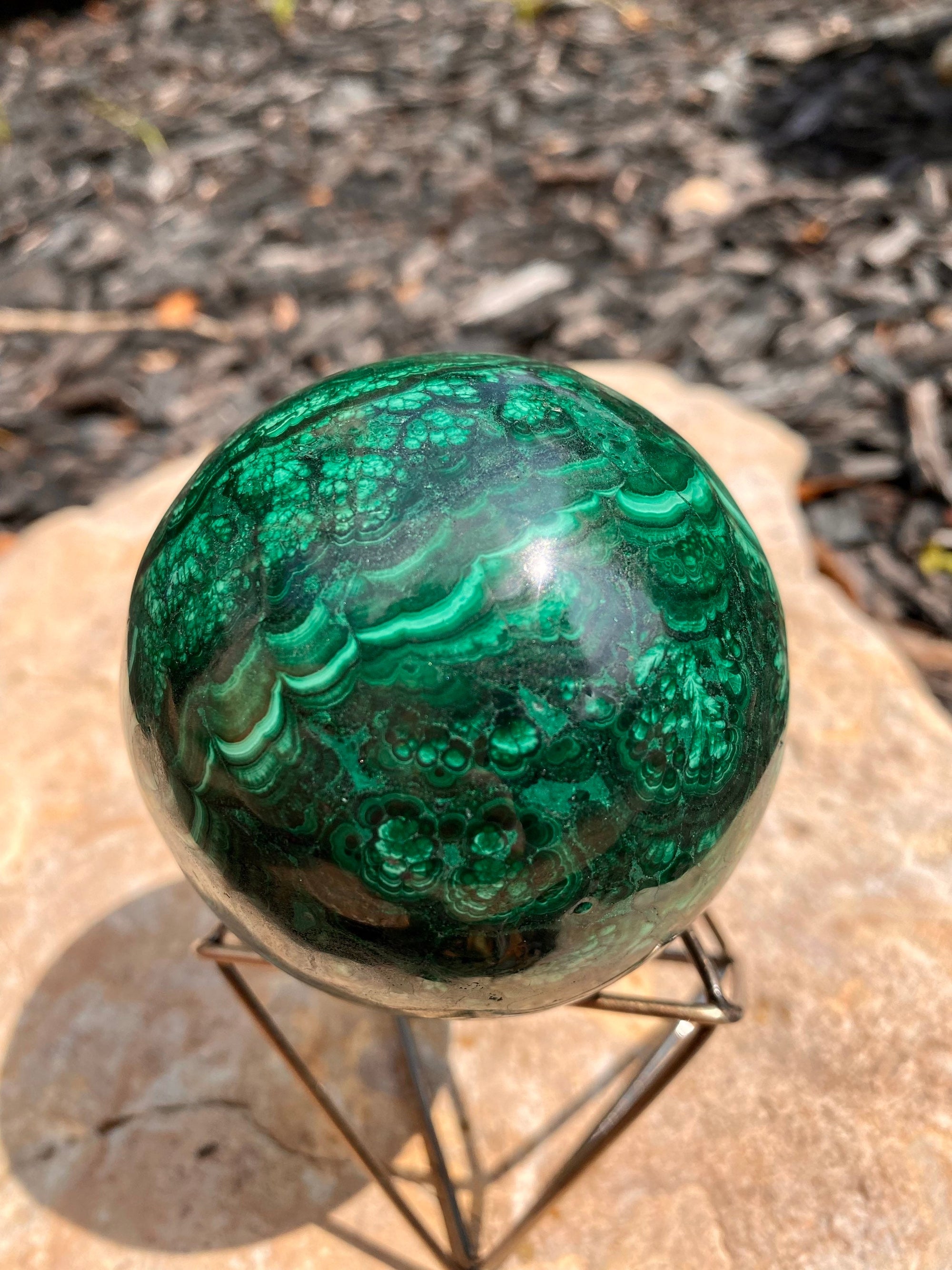 Glowing Malachite Medium Sphere 735g