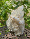 Large Aura Quartz Agate Owl Natural Points 507.8 G