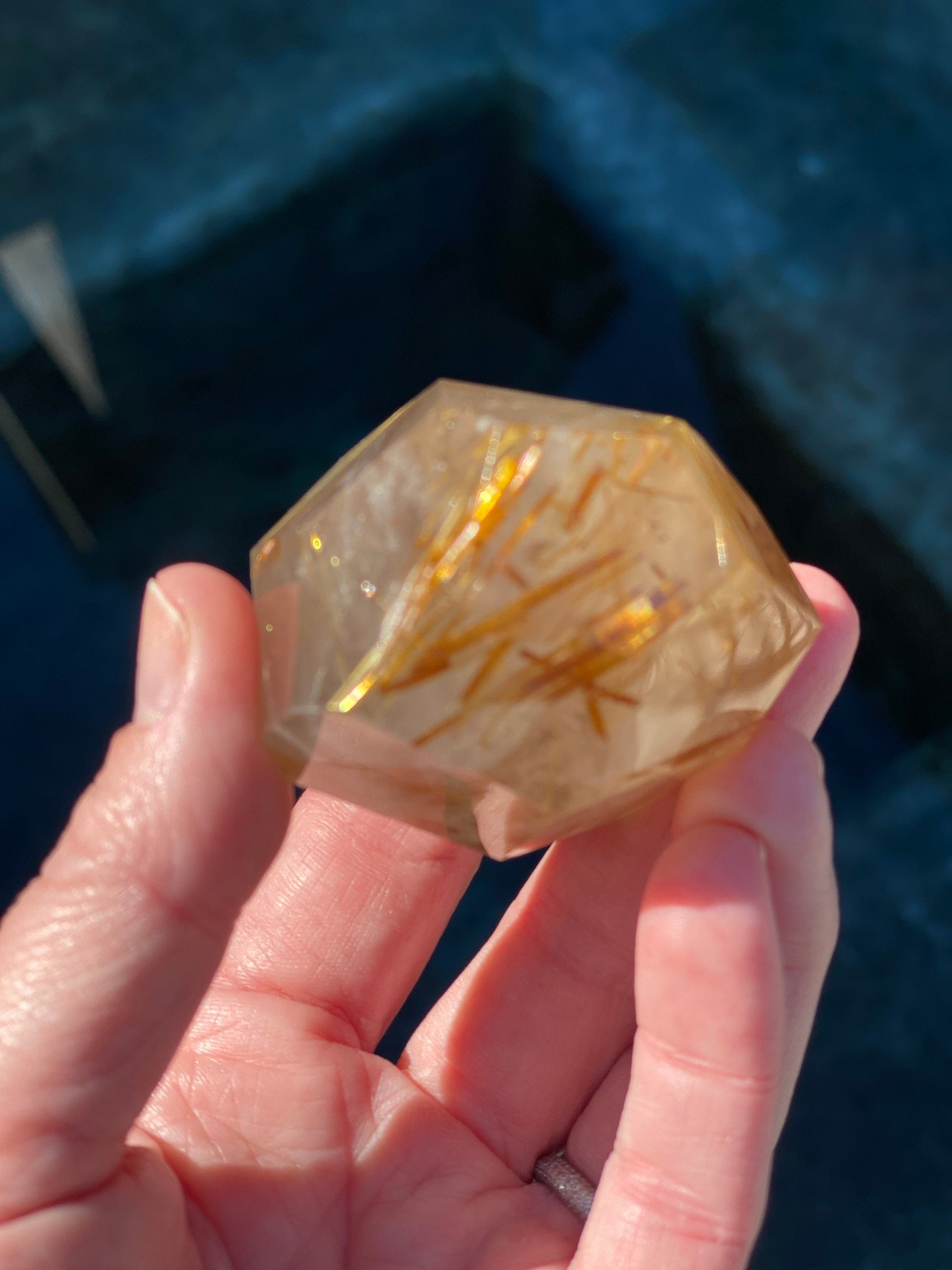 Golden Rutile Quartz Free Cut Natural Crystal 123 G