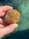 Golden Rutile Quartz Free Cut Natural Crystal 123 G